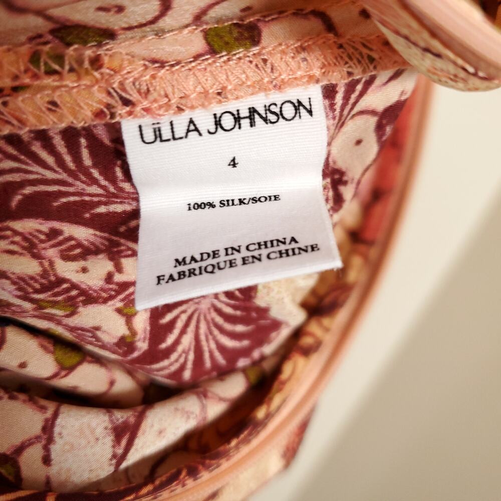 ULLA JOHNSON NWT 100% Silk Freja Ruffle Boho Maxi Dress In Garden Rose Gown Sz 4 - Picture 10 of 12